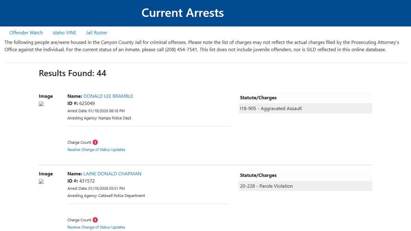 Current Arrests